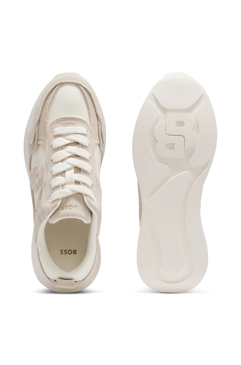 Suede-trim trainers with Double B monogram