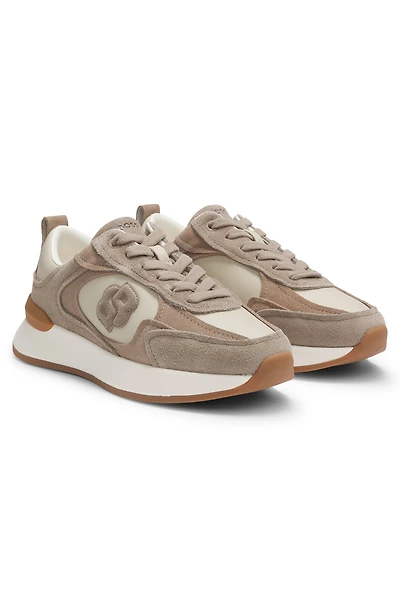 Suede-trim trainers with Double B monogram