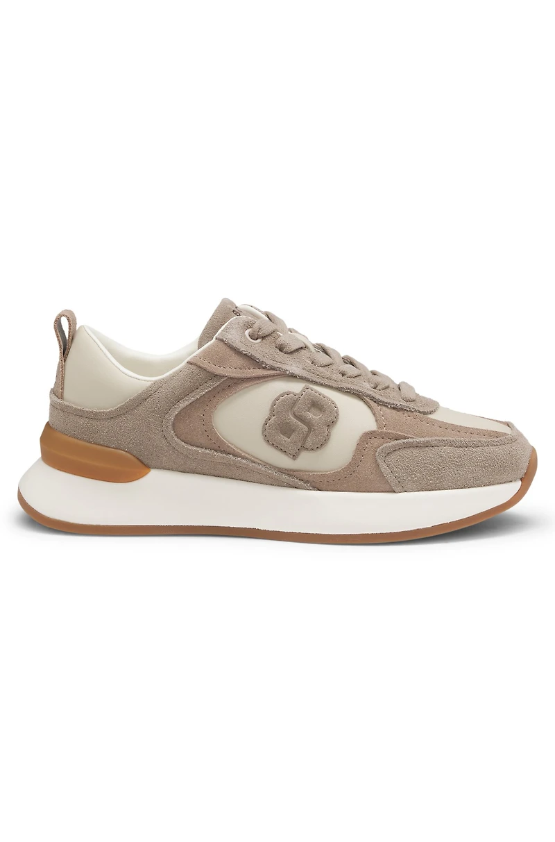 Suede-trim trainers with Double B monogram