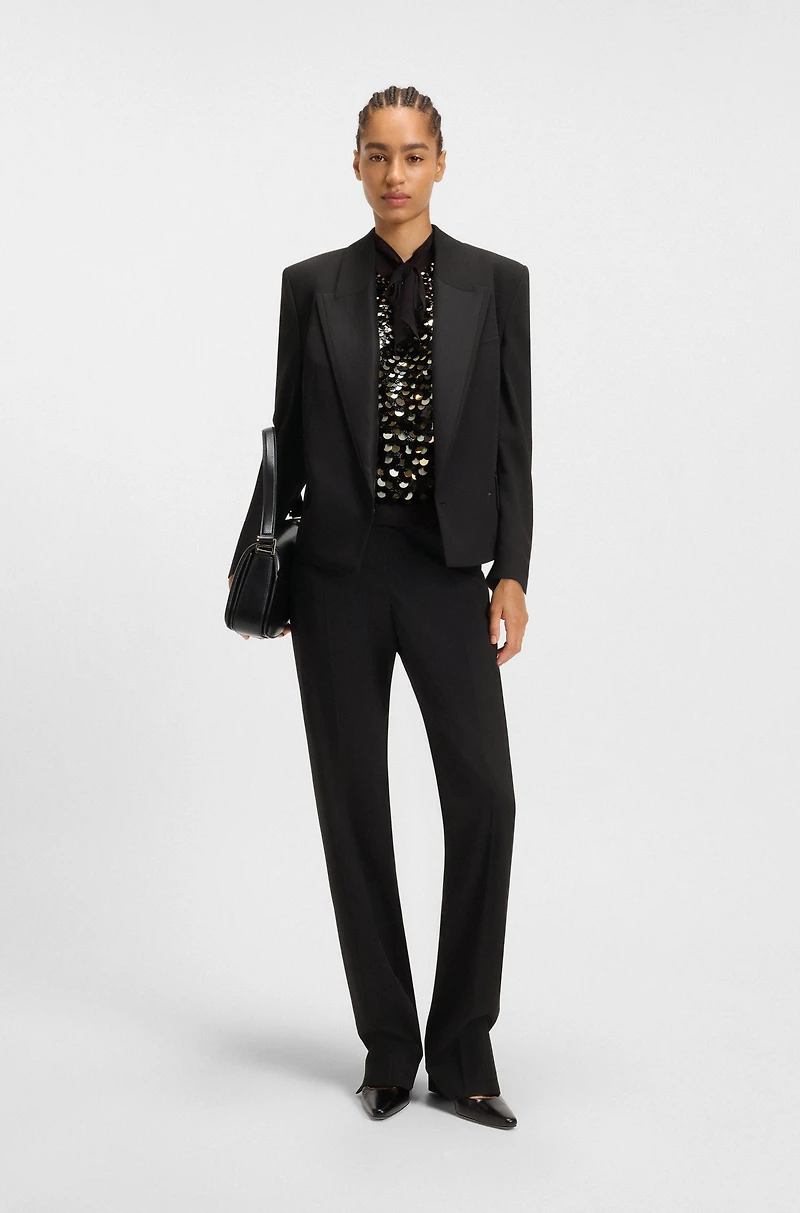 Relaxed-fit tuxedo blazer virgin-wool twill