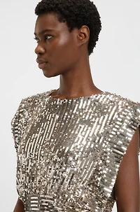 Shoulder-pad top with sequins