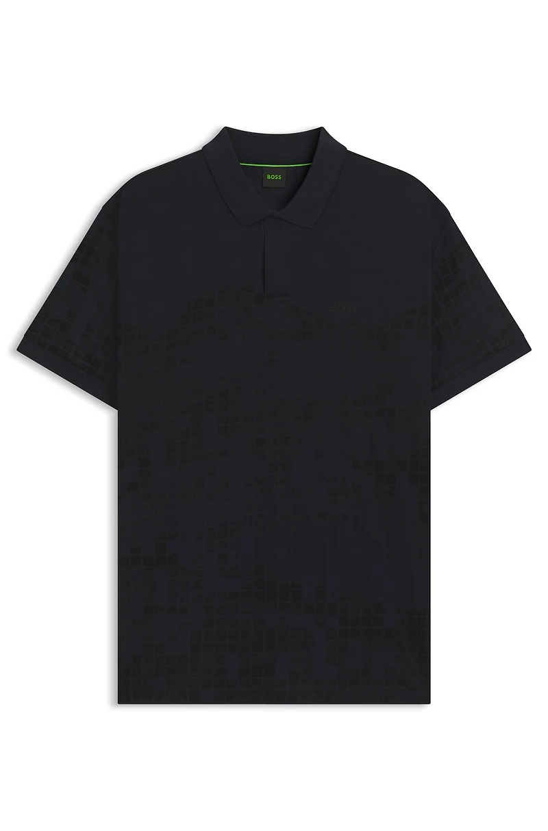 Printed-graphic polo shirt mercerised cotton