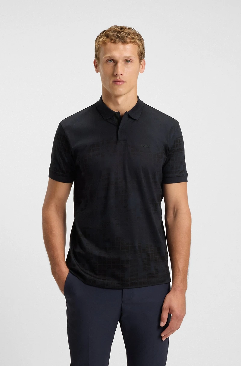 Printed-graphic polo shirt mercerised cotton