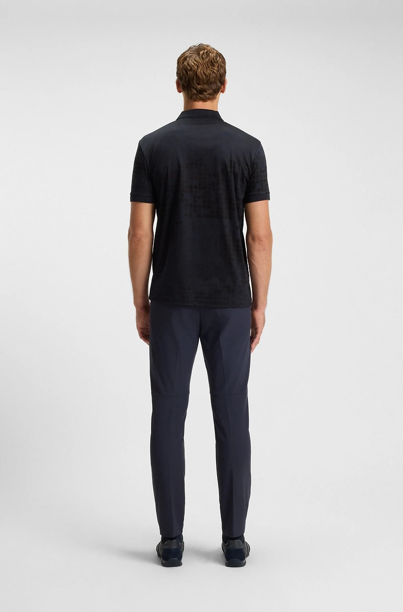 Printed-graphic polo shirt mercerised cotton