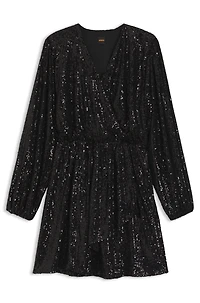 Sequin dress with wrap front