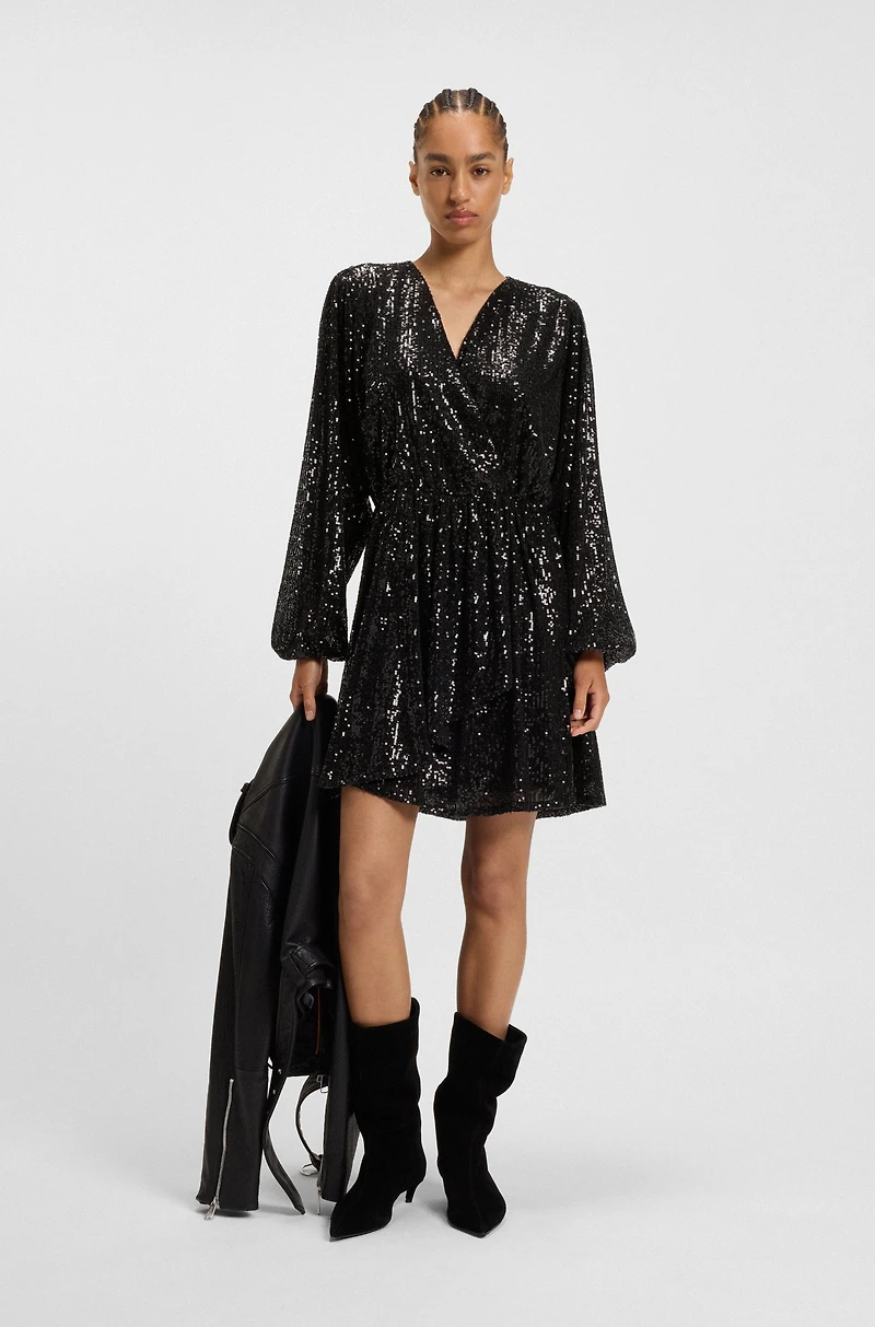Sequin dress with wrap front