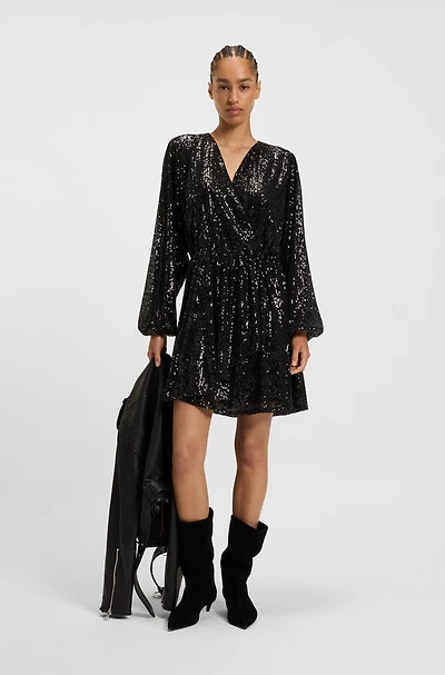 Sequin dress with wrap front