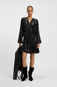 Sequin dress with wrap front