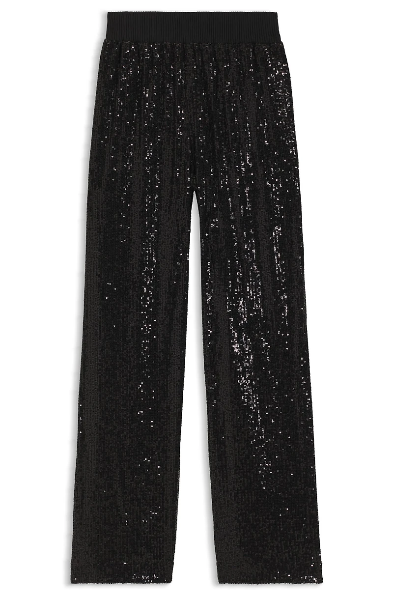 Wide-leg trousers with sequin embellishments