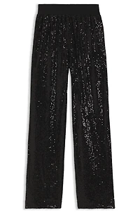 Wide-leg trousers with sequin embellishments