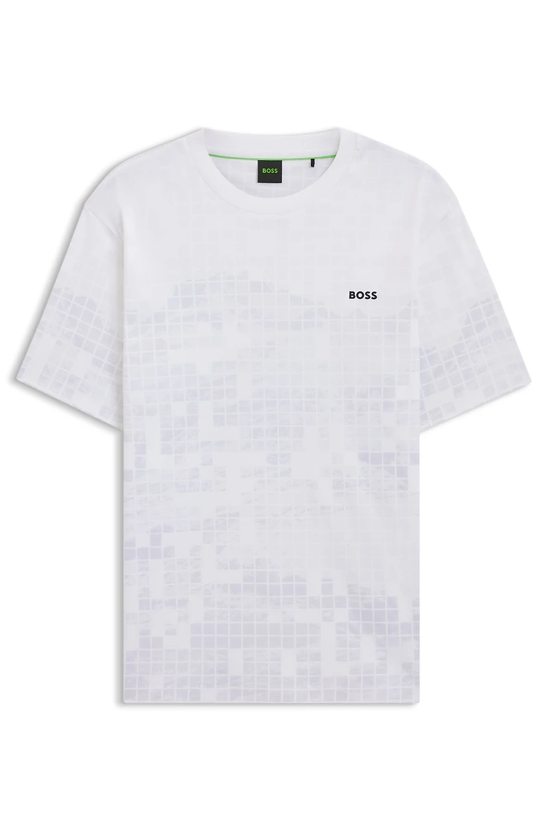 Printed-graphic T-shirt mercerised cotton