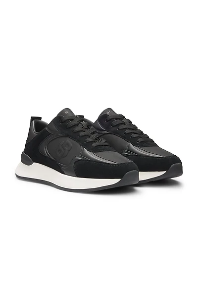 Suede-trim trainers with Double B monogram