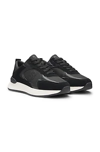 Suede-trim trainers with Double B monogram
