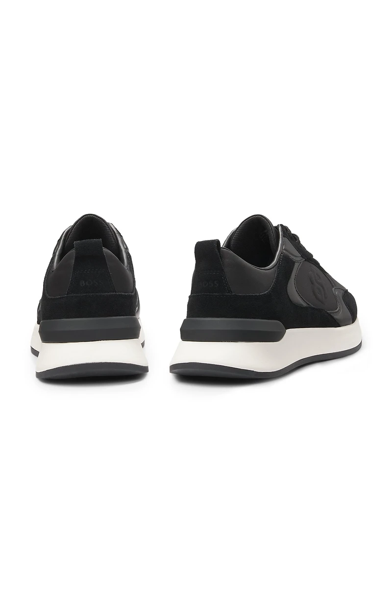 Suede-trim trainers with Double B monogram