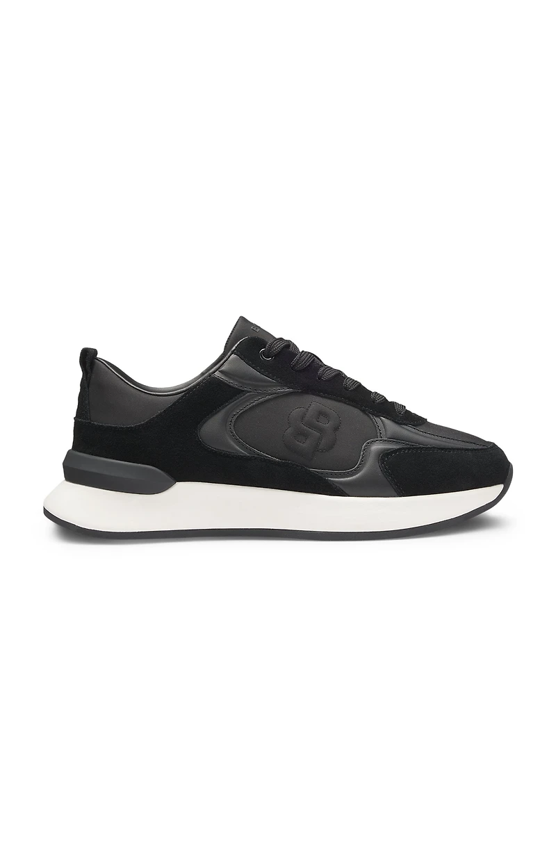 Suede-trim trainers with Double B monogram