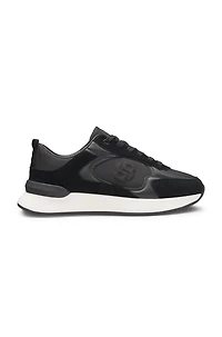 Suede-trim trainers with Double B monogram