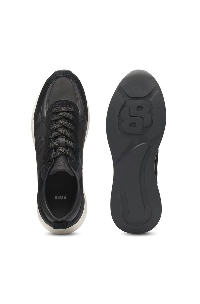 Suede-trim trainers with Double B monogram