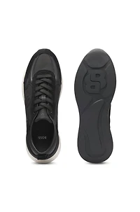 Suede-trim trainers with Double B monogram