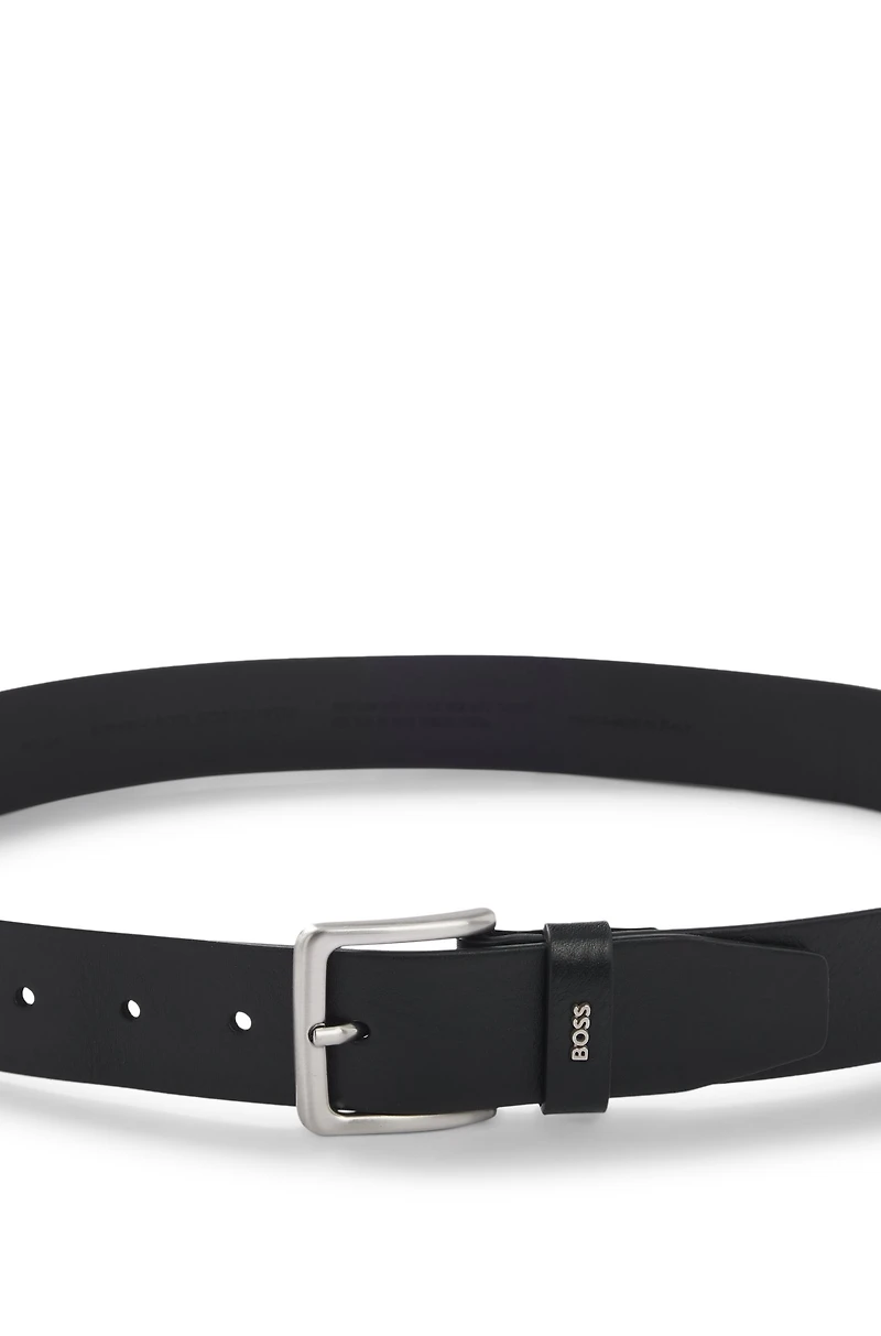 Leather belt with logo keeper