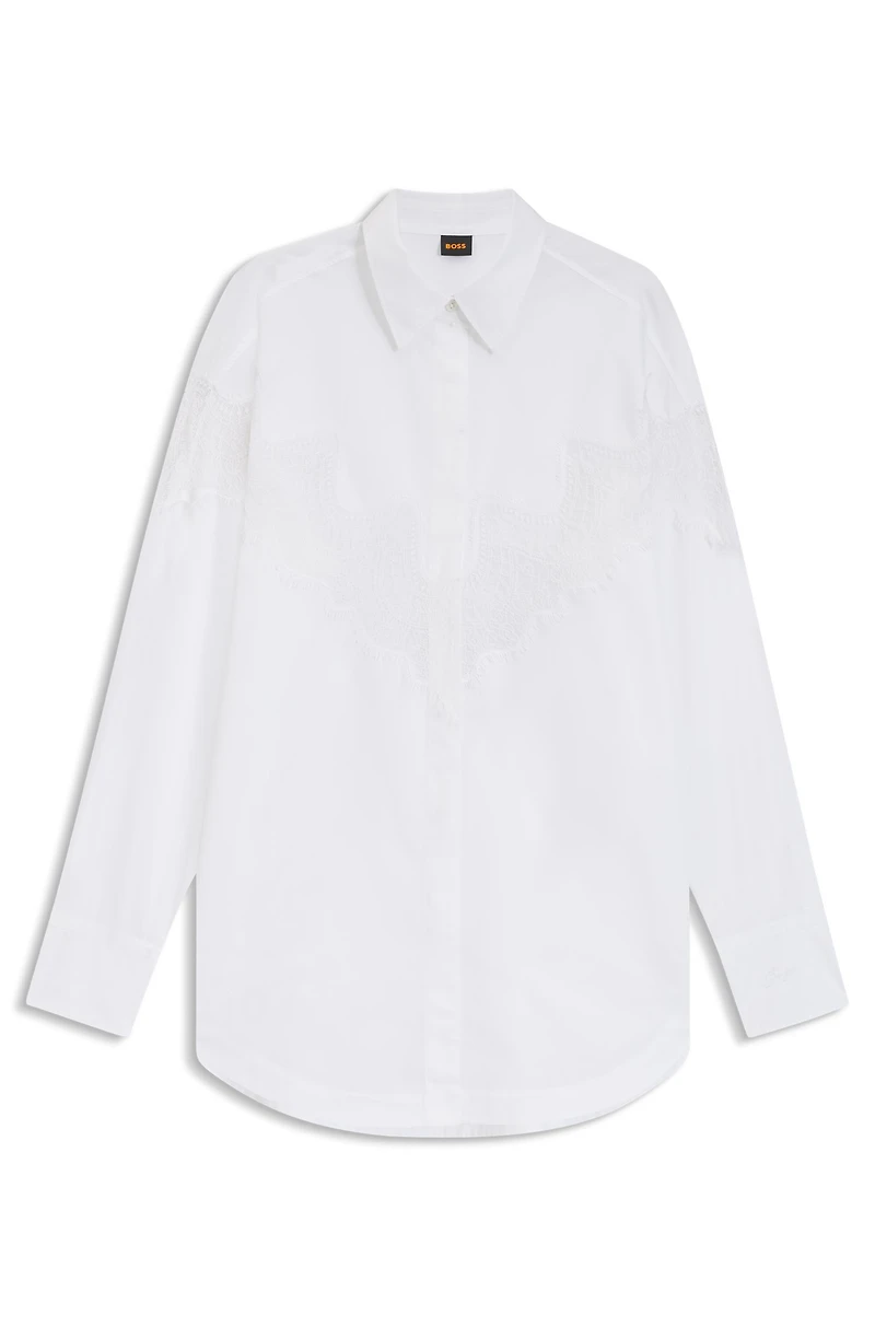 Oversized-fit blouse with lace motif