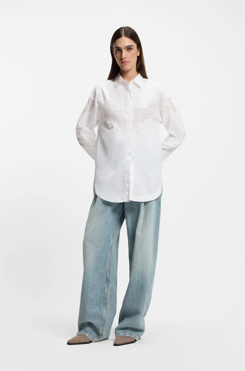 Oversized-fit blouse with lace motif