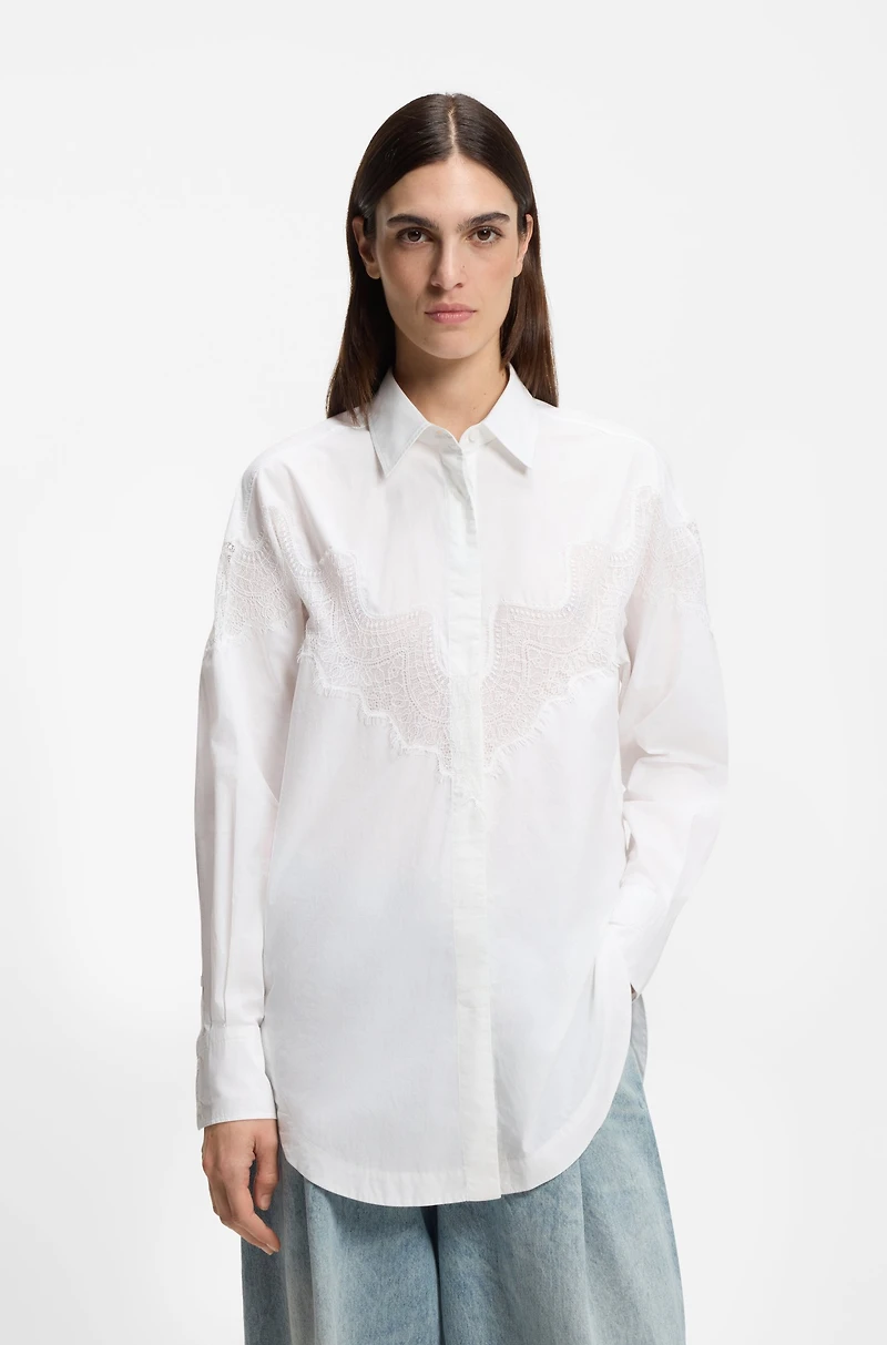 Oversized-fit blouse with lace motif