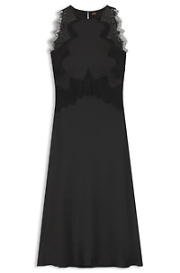 Lace-trim dress seersucker satin
