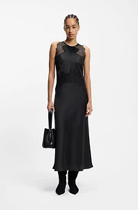 Lace-trim dress seersucker satin