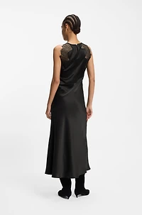 Lace-trim dress seersucker satin