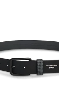 Porsche x BOSS belt Italian leather with patterned keeper