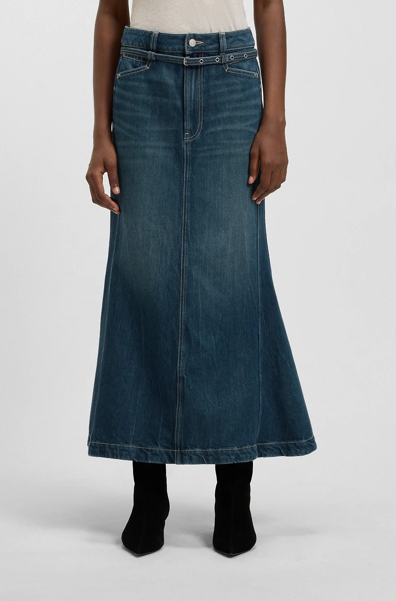 Blue-denim skirt with flared shape