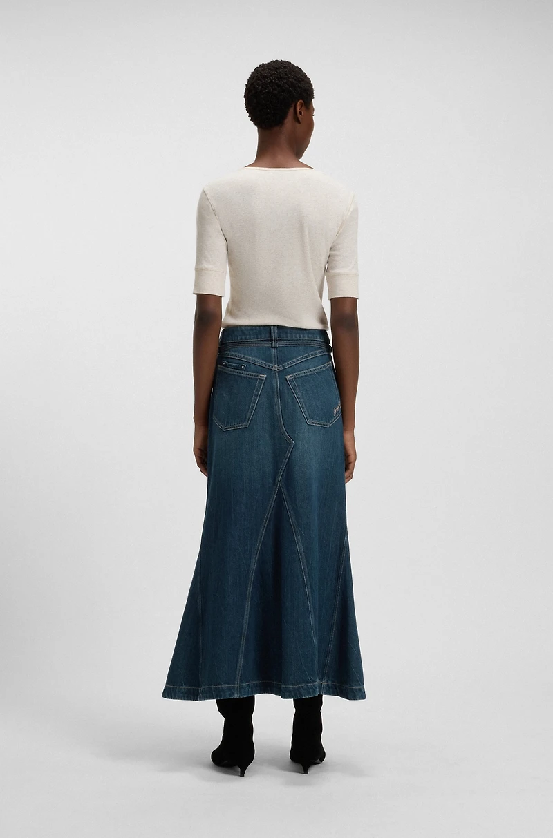 Blue-denim skirt with flared shape