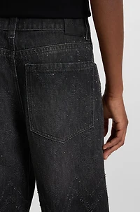 Wide-leg jeans crystal-embellished denim