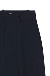 Extra-long-length pinstripe trousers with wide leg