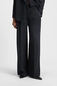 Extra-long-length pinstripe trousers with wide leg