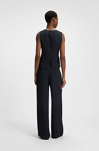 Extra-long-length pinstripe trousers with wide leg