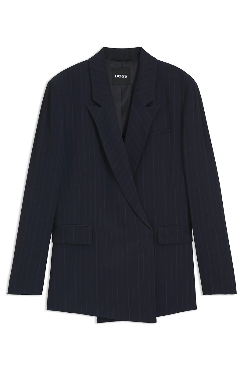 Relaxed-fit pinstripe blazer with concealed closure