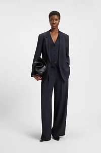 Relaxed-fit pinstripe blazer with concealed closure