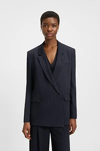Relaxed-fit pinstripe blazer with concealed closure