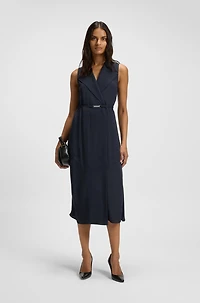 Pinstripe dress with buttoned wrap front