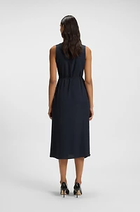 Pinstripe dress with buttoned wrap front