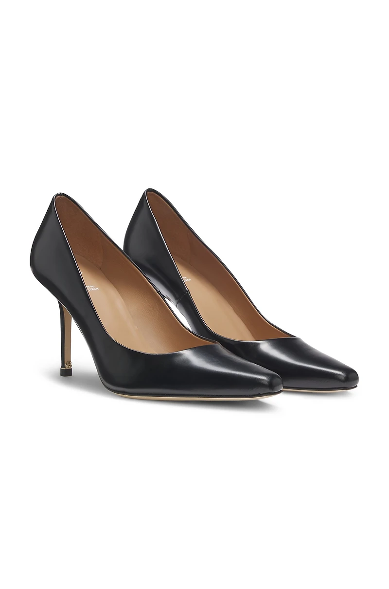 Pointed-toe pumps polished leather