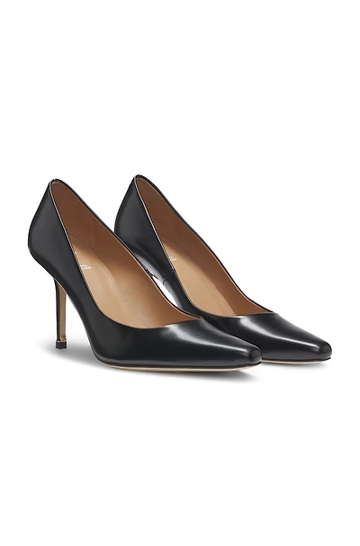 Pointed-toe pumps polished leather