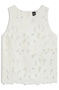 Sleeveless blouse with broderie anglaise