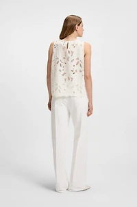 Sleeveless blouse with broderie anglaise