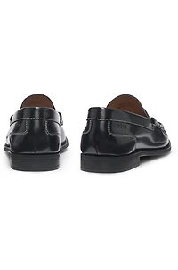 Leather moccasins with penny trim