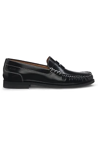 Leather moccasins with penny trim