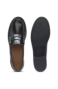 Leather moccasins with penny trim