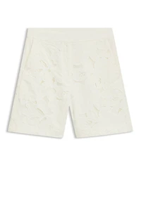 Wide-leg shorts with broderie anglaise