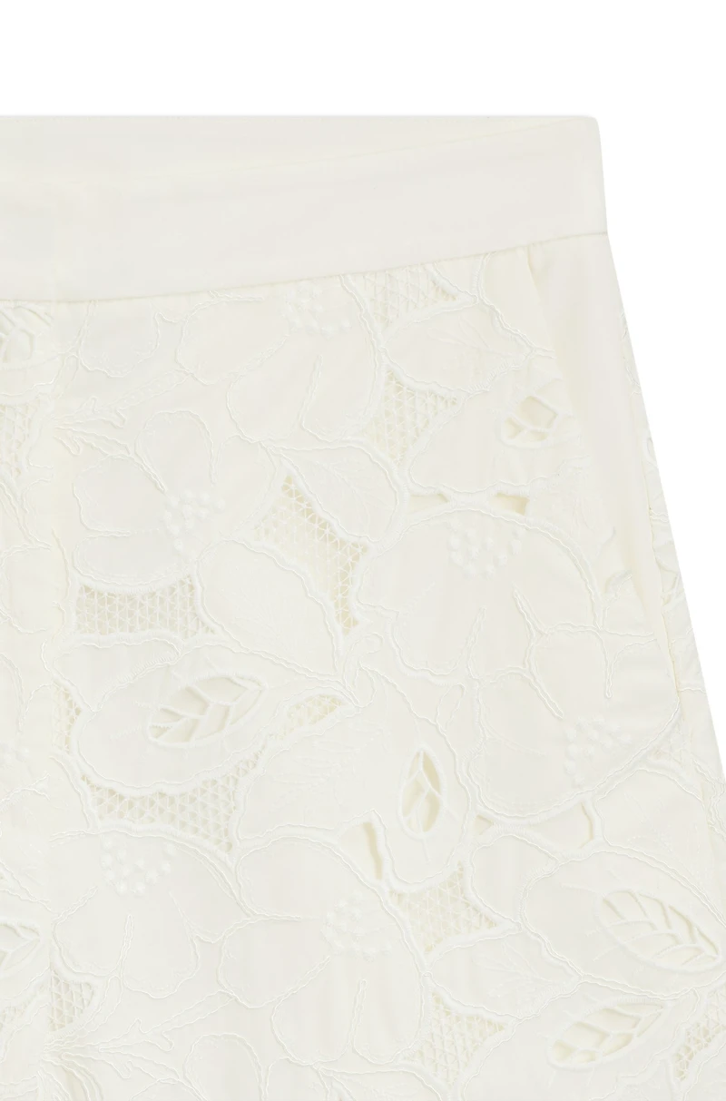 Wide-leg shorts with broderie anglaise